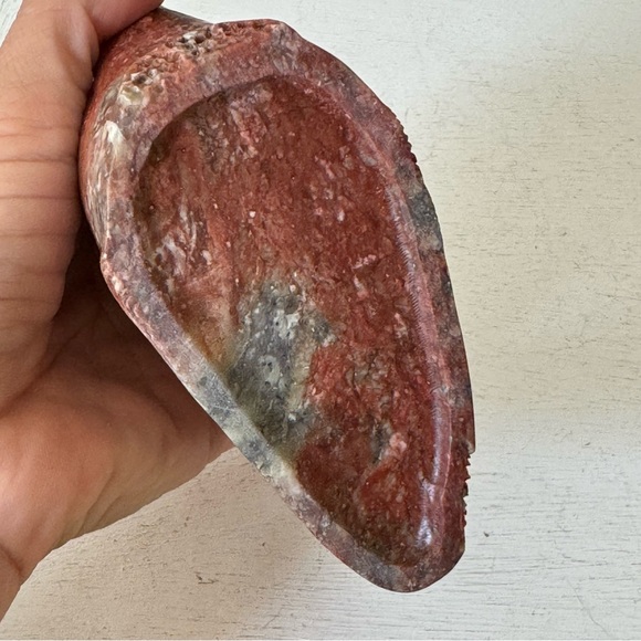 Vintage Chinese Natural Red Shoushan Stone Carved Cherry Tree Blossom Teapot - Picture 9 of 16